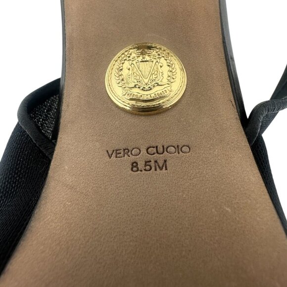 Veronica Beard Liliana Black Leather Mesh Slingback Pointed Toe Pumps 8.5 Modern - Picture 11 of 15